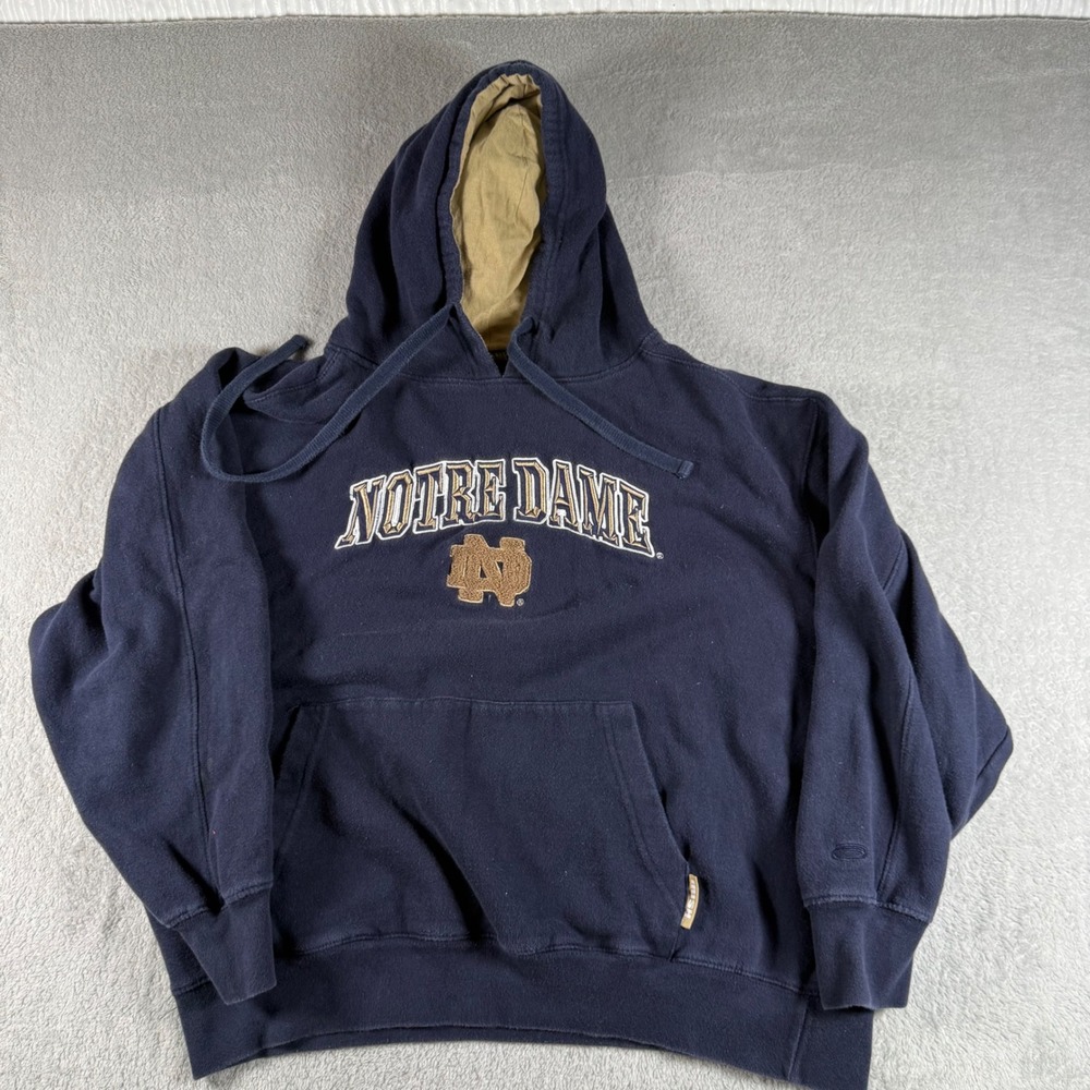 Cadre Notre Dame Hoodie Men Large Navy Blue Embroidered Fighting Irish Pullover